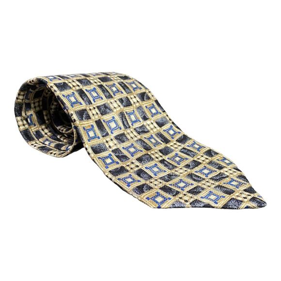 Ermenegildo‎ Zegna Men's Silk Necktie Blue Geometric Handmade In Italy 55” Long - Picture 8 of 8